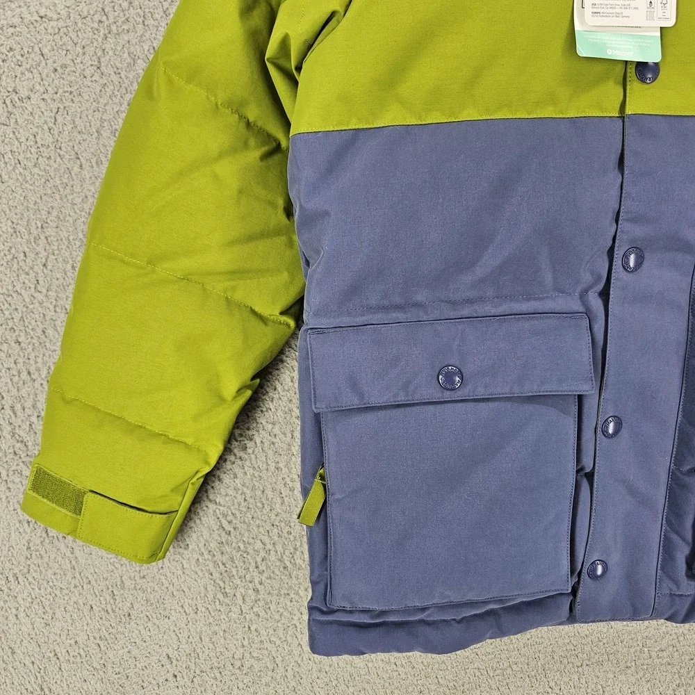 Marmot Fordham II Hoody Jacket Boys Large Green Blue 700 Fill Down Waterproof